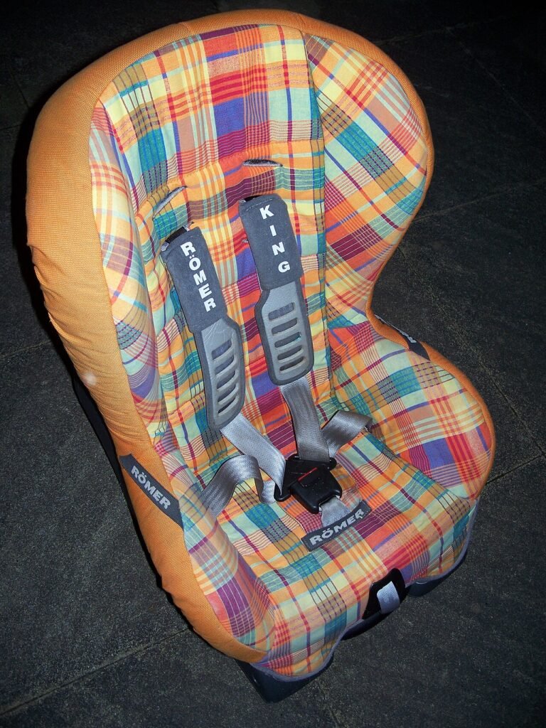 Child car seat fitted in a vehicle