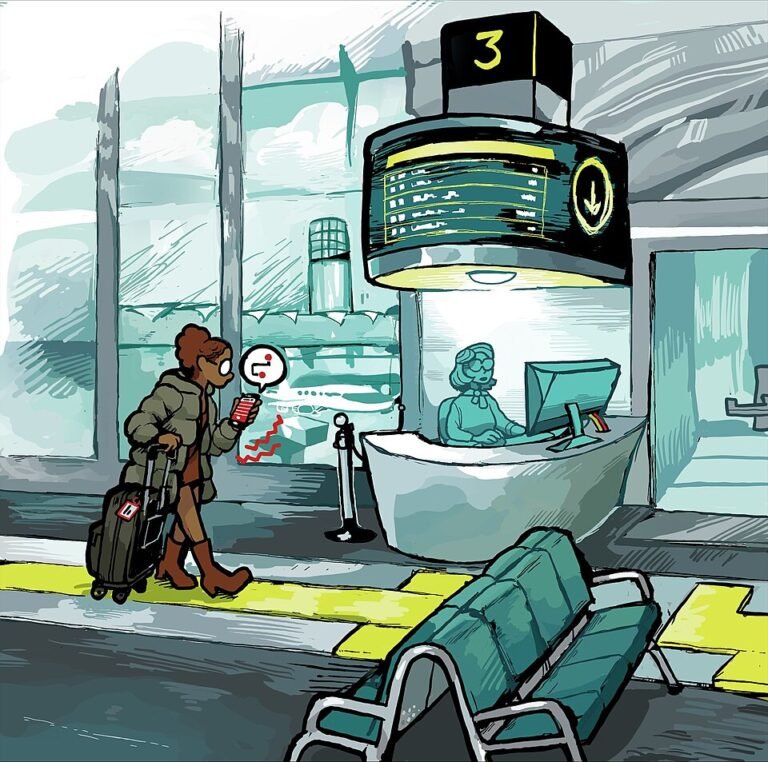 A traveller using a smartphone at an airport