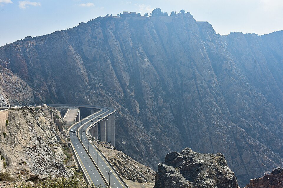 The mountain road leading into Taif, Saudi Arabia