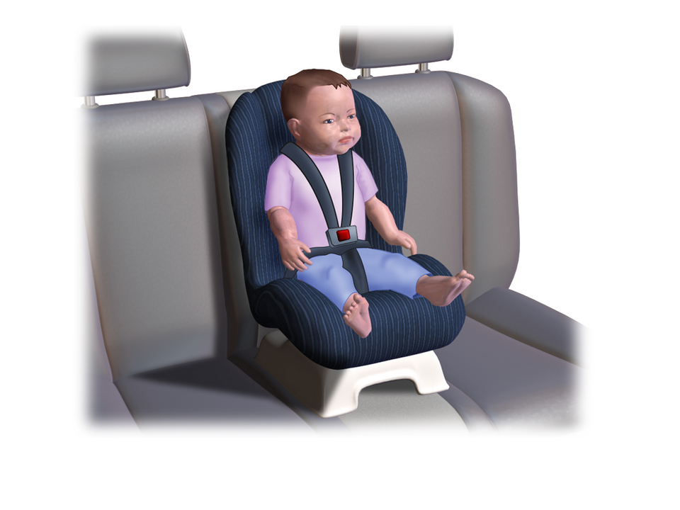 A properly fitted child safety seat in a vehicle
