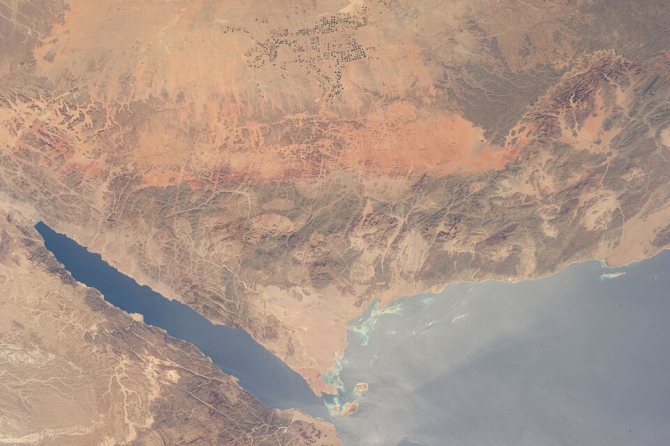Mountainous desert landscape of northwest Saudi Arabia near NEOM