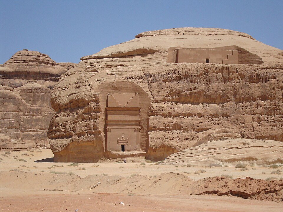 Sandstone rock formations at Madain Saleh, AlUla region