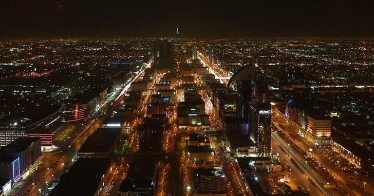 Riyadh at night, host city of the LEAP technology conference