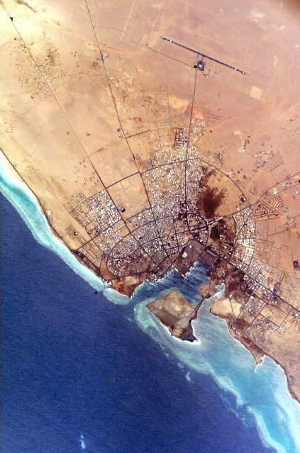 Satellite view of Yanbu on Saudi Arabia's Red Sea coast