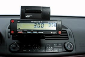 Taxi meter used to illustrate wait time charging