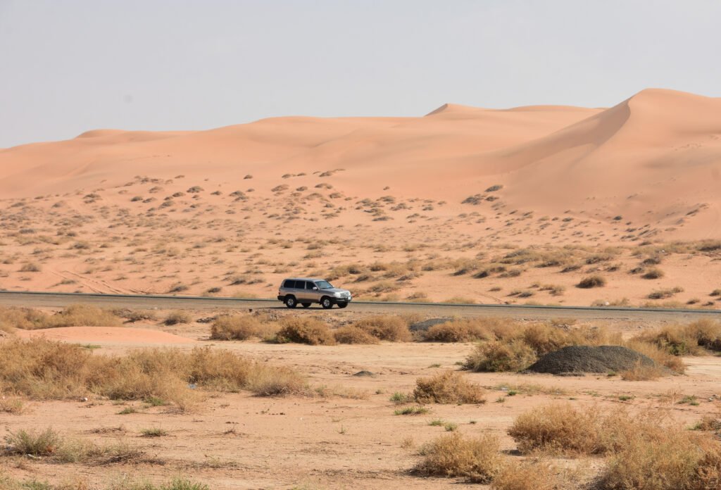 Desert landscape in Najd, a touring route outside Saudi city centres