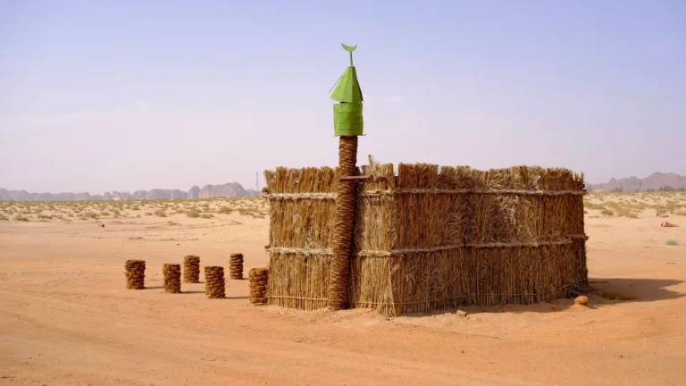 Straw hut standing in the sand of the AlUla desert