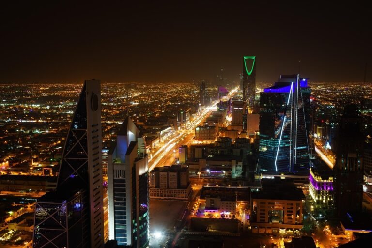Riyadh city skyline with modern skyscrapers along King Fahd Road