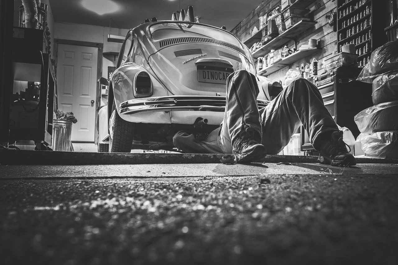A vehicle safety check, representative of professional transport standards (close-up detail)