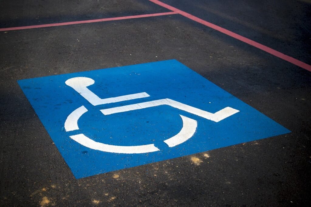 Accessible vehicle with a wheelchair ramp ready for boarding