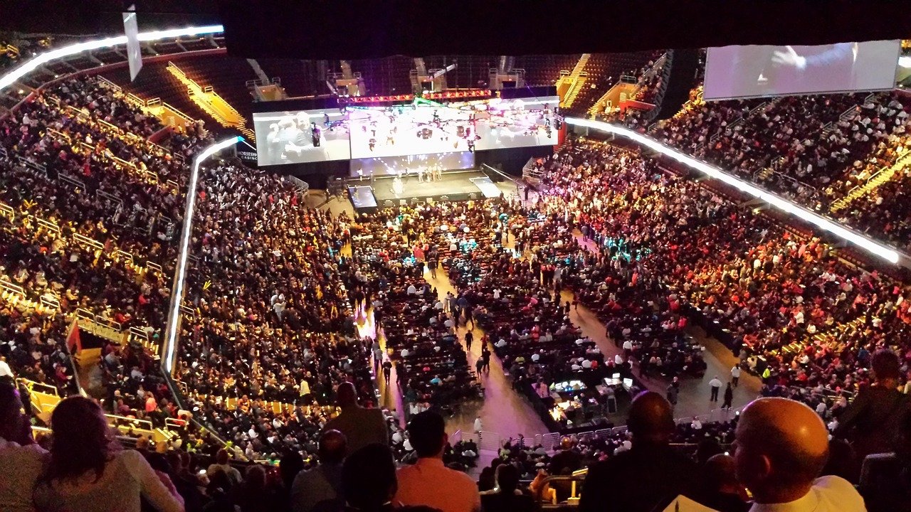 An event venue, representative of the transport planning needed for major events (wider view)