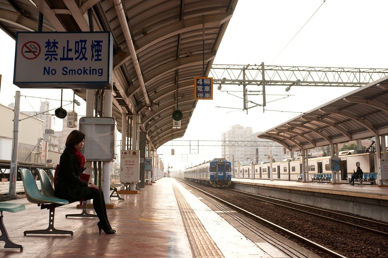 A chauffeur waiting with a name sign, representing a pre-booked pickup (wider view)